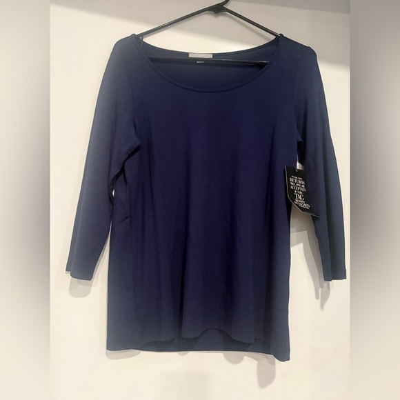Pure Collection Navy Modal Minimalist Classic Jersey Long Sleeves Top Size 8/10 - Picture 1 of 4